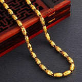 24K Plated 4mm 5mm 6mm Olive Beads Necklace for Men Women Fine Jewelry