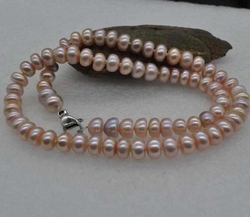 Rainbow Lavender Freshwater Pearl Necklace 18'' 925 Sterling Silver Clasp