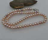 Rainbow Lavender Freshwater Pearl Necklace 18'' 925 Sterling Silver Clasp