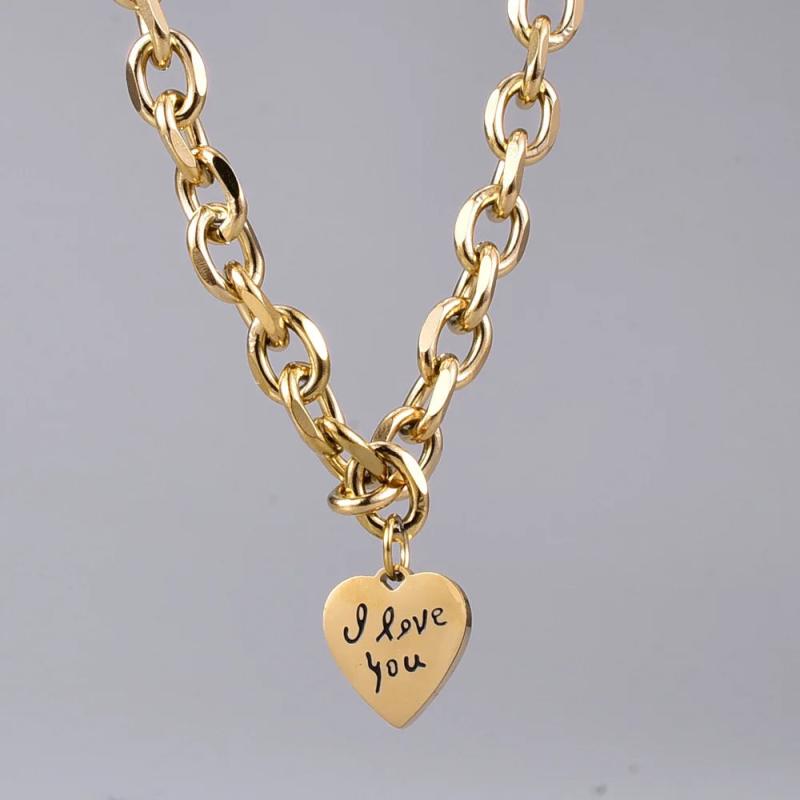 Retro Bee Letters Peach Heart Love Beads Necklace