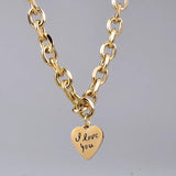 Retro Bee Letters Peach Heart Love Beads Necklace