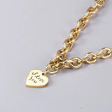 Retro Bee Letters Peach Heart Love Beads Necklace
