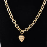 Retro Bee Letters Peach Heart Love Beads Necklace