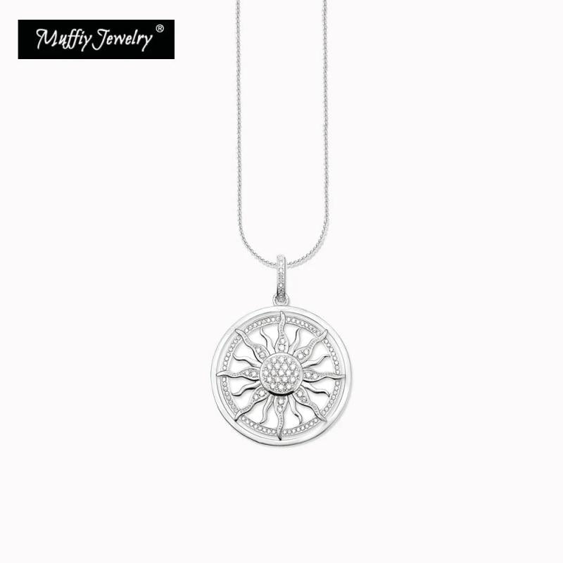 Sun Pendant Necklace 925 Sterling Silver High Zircon Stones Chain