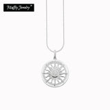 Sun Pendant Necklace 925 Sterling Silver High Zircon Stones Chain
