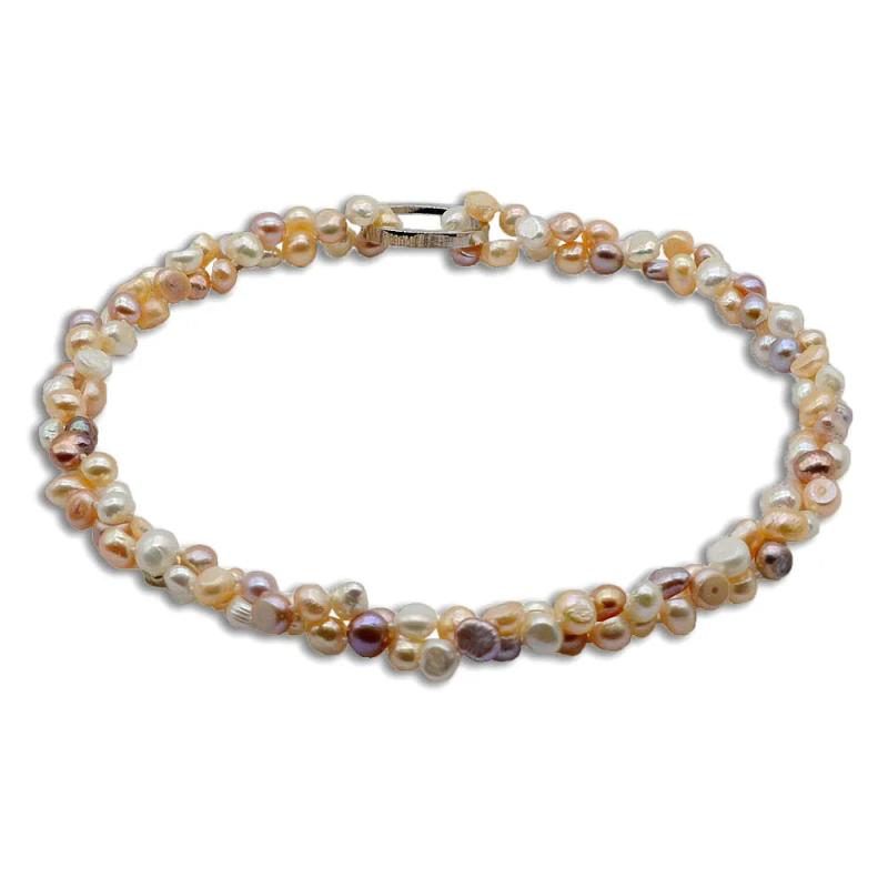 Rainbow Freshwater Pearl Long Necklace Baroque Twist Jewelry