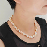 Rainbow Freshwater Pearl Long Necklace Baroque Twist Jewelry