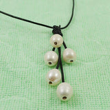 AA Rice Pearl Necklace Freshwater Pearl Leather Rope Fine Jewelry