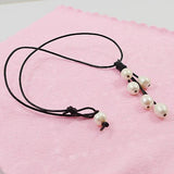 AA Rice Pearl Necklace Freshwater Pearl Leather Rope Fine Jewelry