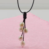 AA Rice Pearl Necklace Freshwater Pearl Leather Rope Fine Jewelry