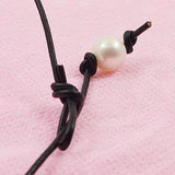 AA Rice Pearl Necklace Freshwater Pearl Leather Rope Fine Jewelry