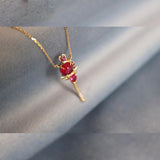 925 Silver Sailor Moon Pendant Necklace Red Crystal Scepter Jewelry