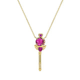 925 Silver Sailor Moon Pendant Necklace Red Crystal Scepter Jewelry