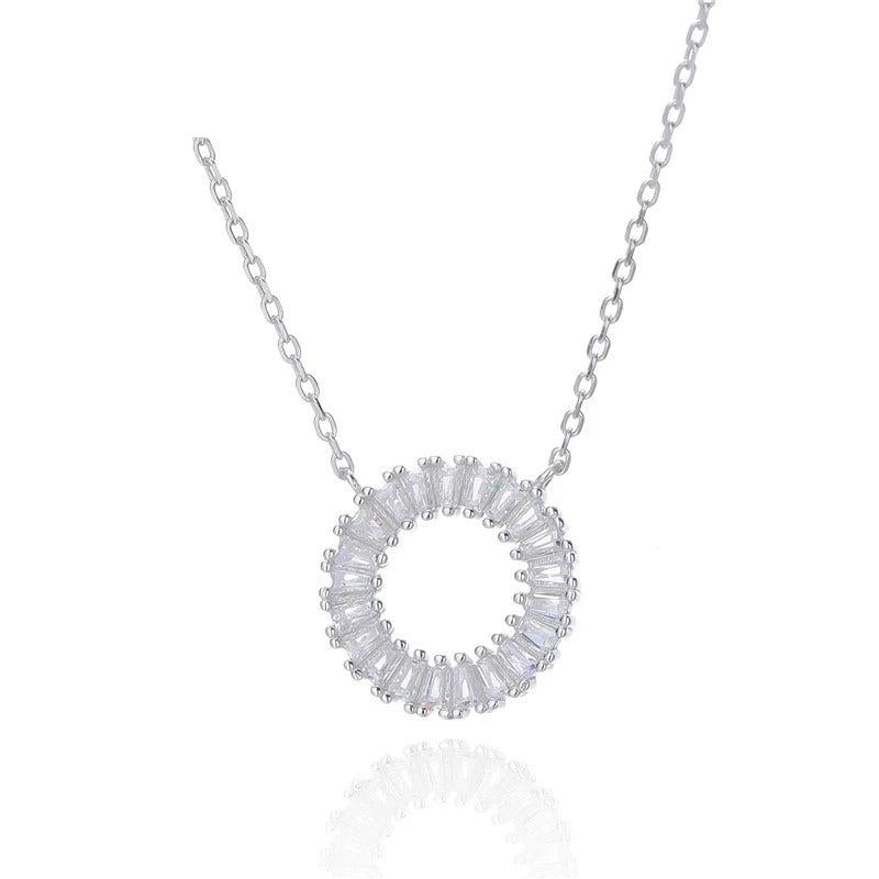 925 Silver Pendant Circle Necklace with Diamond