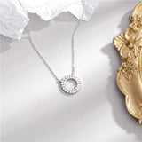 925 Silver Pendant Circle Necklace with Diamond