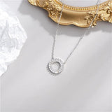 925 Silver Pendant Circle Necklace with Diamond