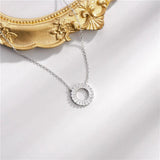925 Silver Pendant Circle Necklace with Diamond