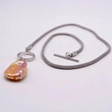 Pink Freshwater Pearl Necklace Baroque Pendant Silver