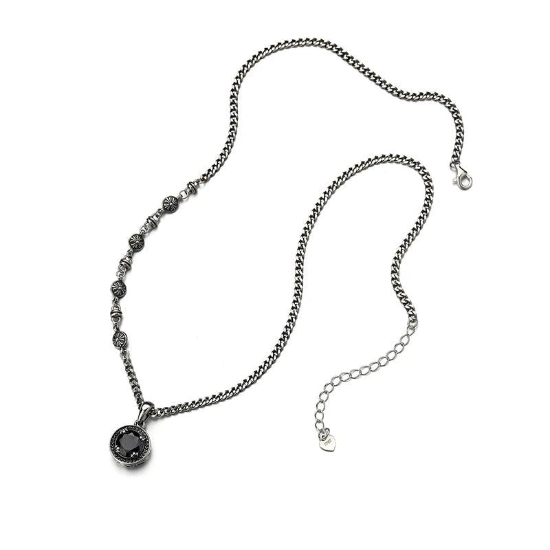 S925 Sterling Silver Necklace with Gemstone Pendant