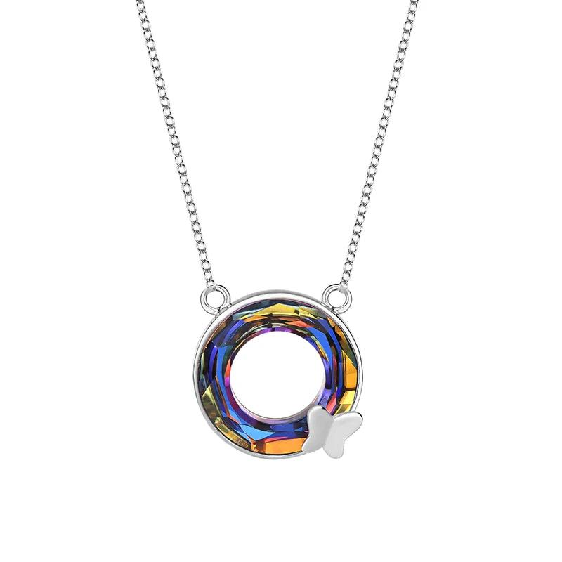 Sterling Silver Crystal Necklace With Butterfly Pendant
