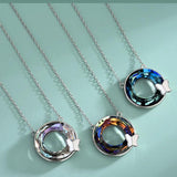 Sterling Silver Crystal Necklace With Butterfly Pendant