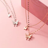 S925 Silver Butterfly Necklace Double-layer Clavicle Chain Romantic Gift