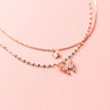 S925 Silver Butterfly Necklace Double-layer Clavicle Chain Romantic Gift