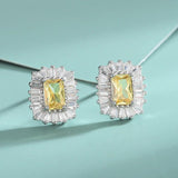 Sterling Silver Yellow Diamond Necklace Earrings Set
