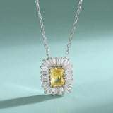 Sterling Silver Yellow Diamond Necklace Earrings Set