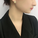 Sterling Silver Yellow Diamond Necklace Earrings Set
