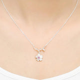 925 Silver Sakura Necklace Cherry Blossoms Fine Jewelry for Woman
