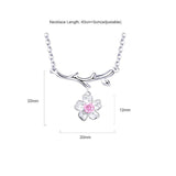 925 Silver Sakura Necklace Cherry Blossoms Fine Jewelry for Woman
