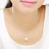 925 Silver Sakura Necklace Cherry Blossoms Fine Jewelry for Woman