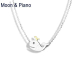 925 Silver Grey Whale Pendant Necklace Romantic for Woman Fish Jewelry