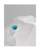925 Silver Pendant Necklace Ocean Series Glaze Round Collar Jewelry