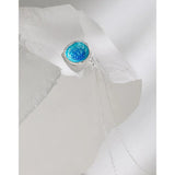 925 Silver Pendant Necklace Ocean Series Glaze Round Collar Jewelry