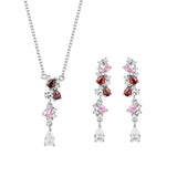 European American Bride Set S925 Silver Necklace Earrings Set