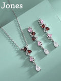 European American Bride Set S925 Silver Necklace Earrings Set