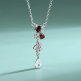 European American Bride Set S925 Silver Necklace Earrings Set