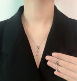 European American Bride Set S925 Silver Necklace Earrings Set