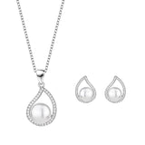 S925 Sterling Silver Drop-Shaped Earrings Necklace Set