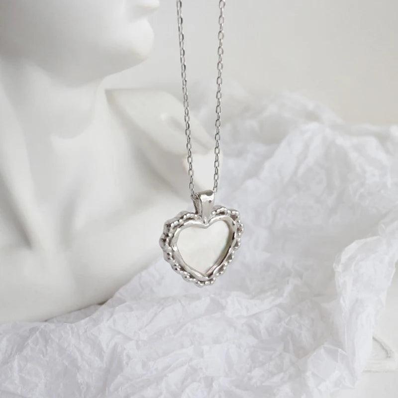 925 Silver Korea Heart Pendant Necklace YMN194