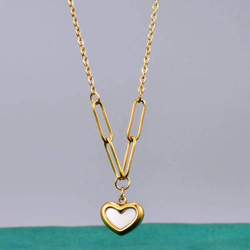 18k Peach Heart Pendant Necklace for Women