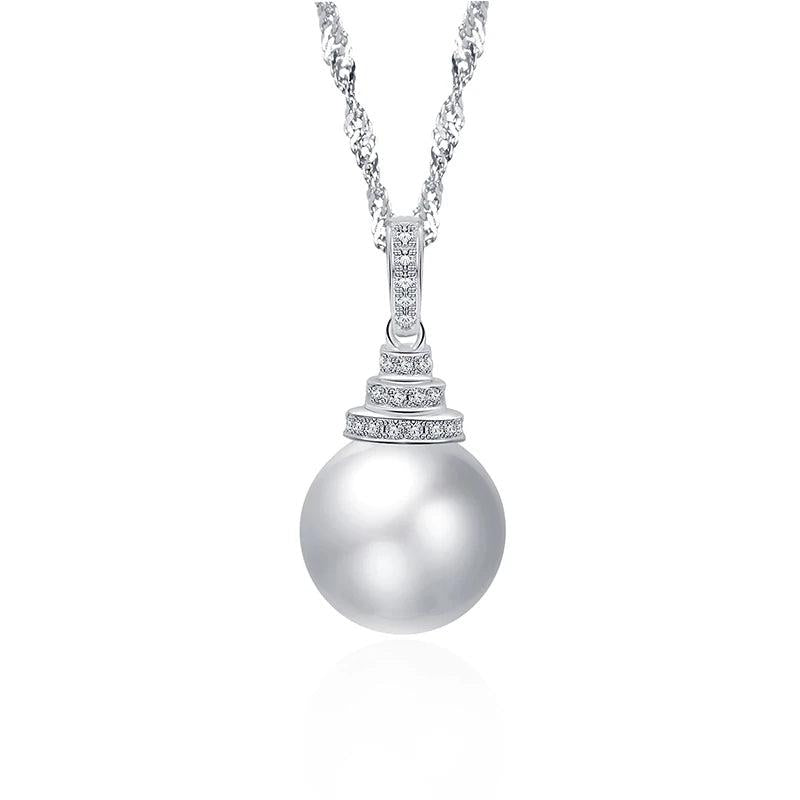 12mm Pearl Necklace S925 Sterling Silver Elegant Hypoallergenic Jewelry