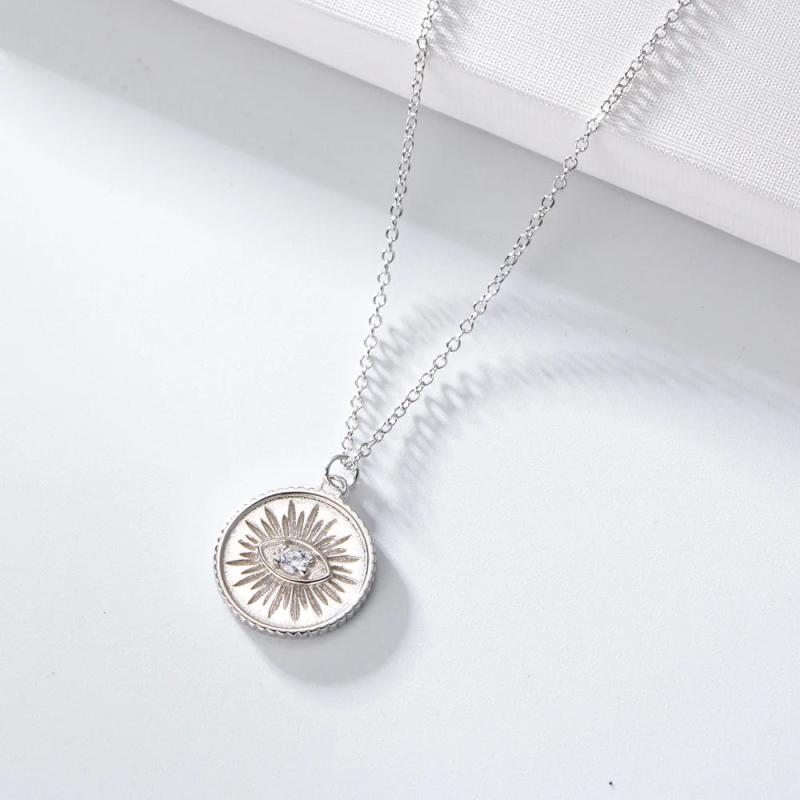 925 Silver Devil Eye Pendant Choker Necklace for Women Zircon Jewelry