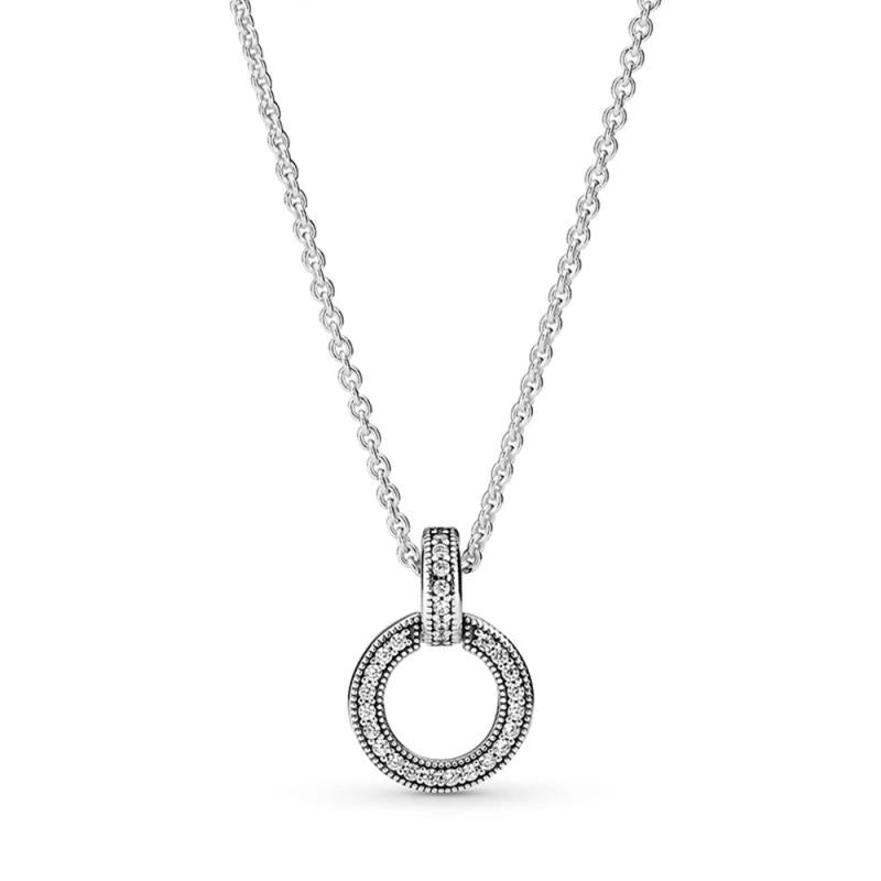 Sterling Silver Circle Necklace Original Pando Charm Pendant Jewelry