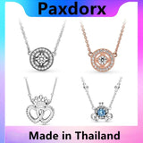 Crystal Crown Rose Necklace 925 Sterling Silver