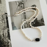Freshwater Pearl Necklace 925 Silver Agate Choker