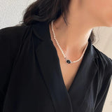 Freshwater Pearl Necklace 925 Silver Agate Choker