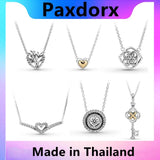 925 Silver Heart Necklace for Women Original Pando Charm Pendant Jewelry